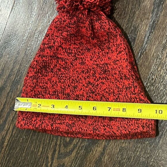 Vintage LL Bean Winter Snow Ski Hat Wool Nylon Red Outerwear Beanie Pom Pom USA - Picture 5 of 5